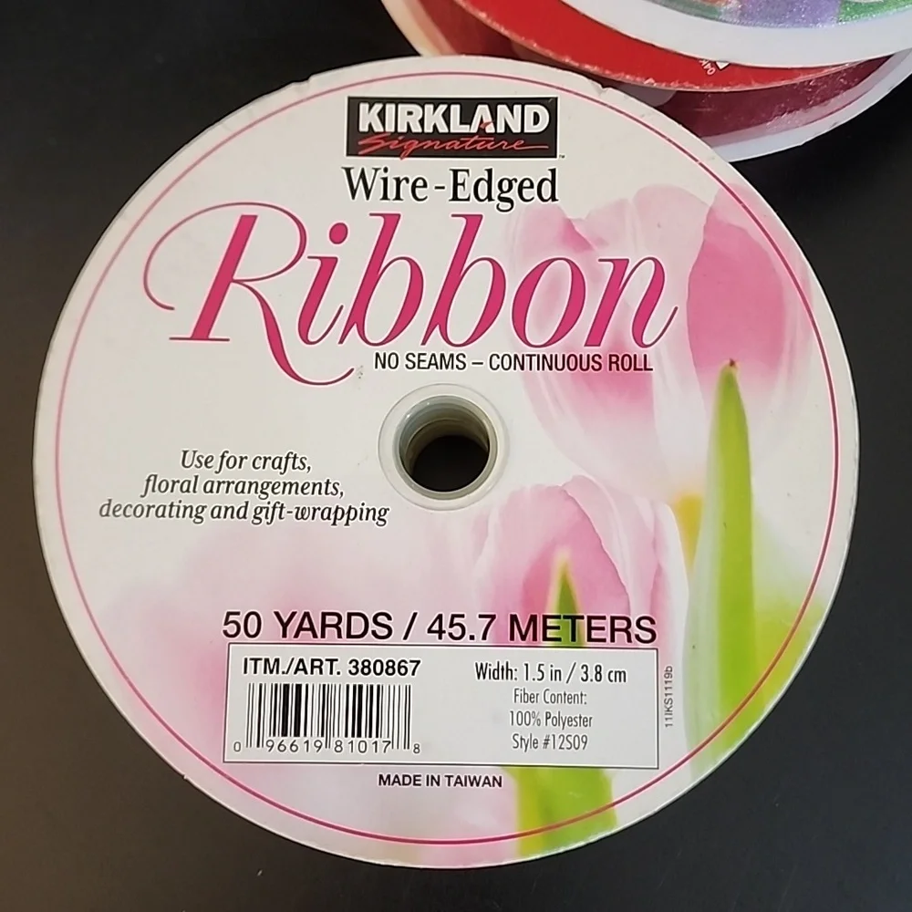3 Rolls Kirkland Wire-edged Ribbon, 1-1/2